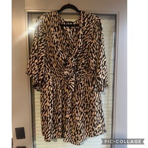 Chic Black and Cream Patterned Dress